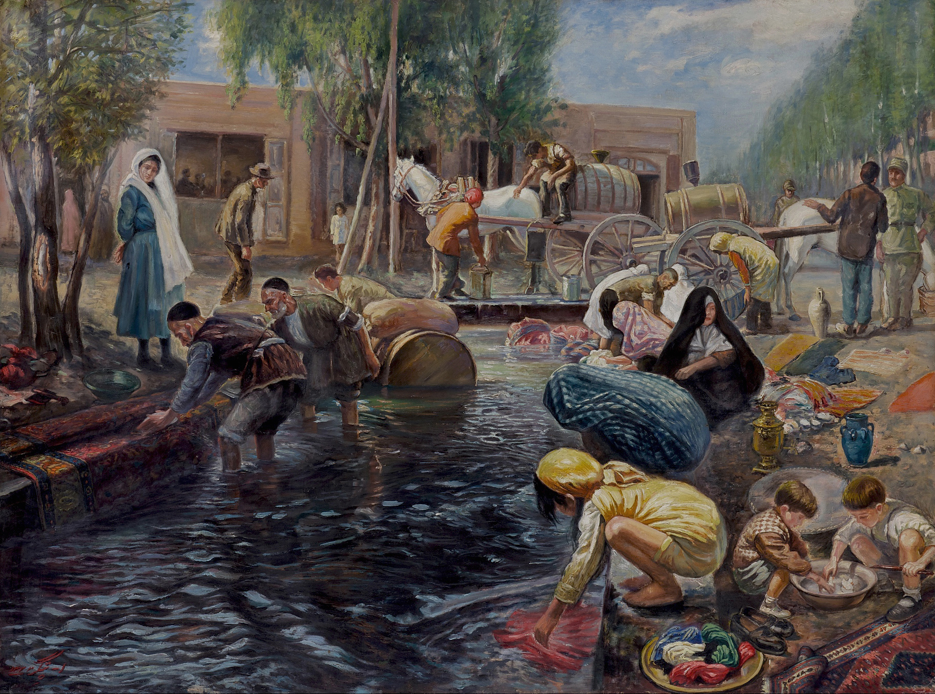 اصغر پتگر - ۱۳۲۳- محله گازران – تبریز (رنگ و روغن، ۱۱۰*۸۲)