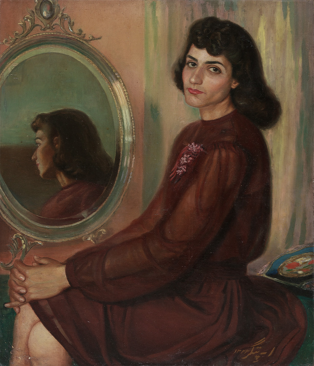 اصغر پتگر - ۱۳۲۳- ایراندخت ستوده – همسر نقاش (رنگ و روغن، ۶۰*۷۰)