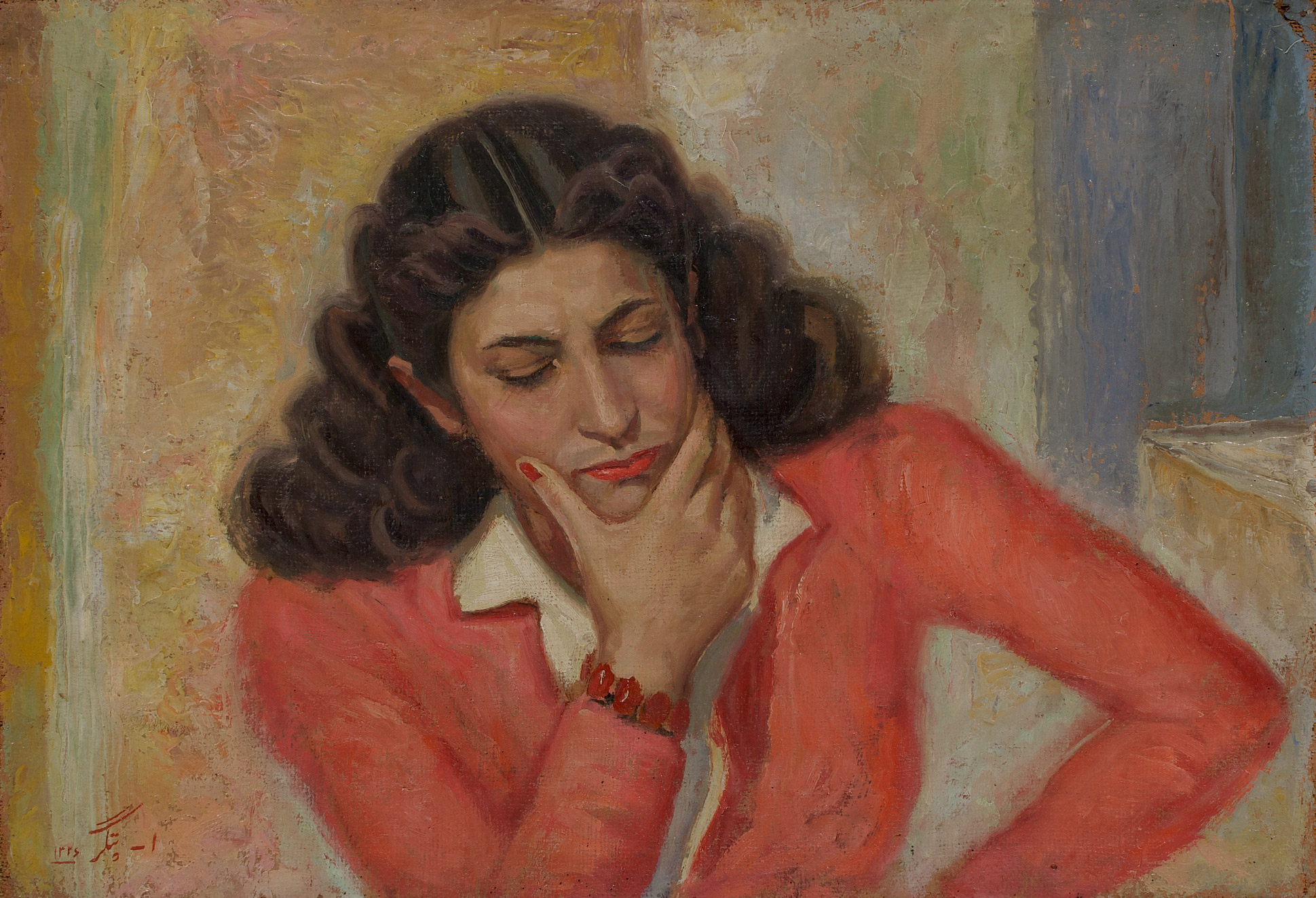 اصغر پتگر -  ۱۳۲۶- ایراندخت ستوده- همسر نقاش (رنگ و روغن، ۷۲*۵۰)