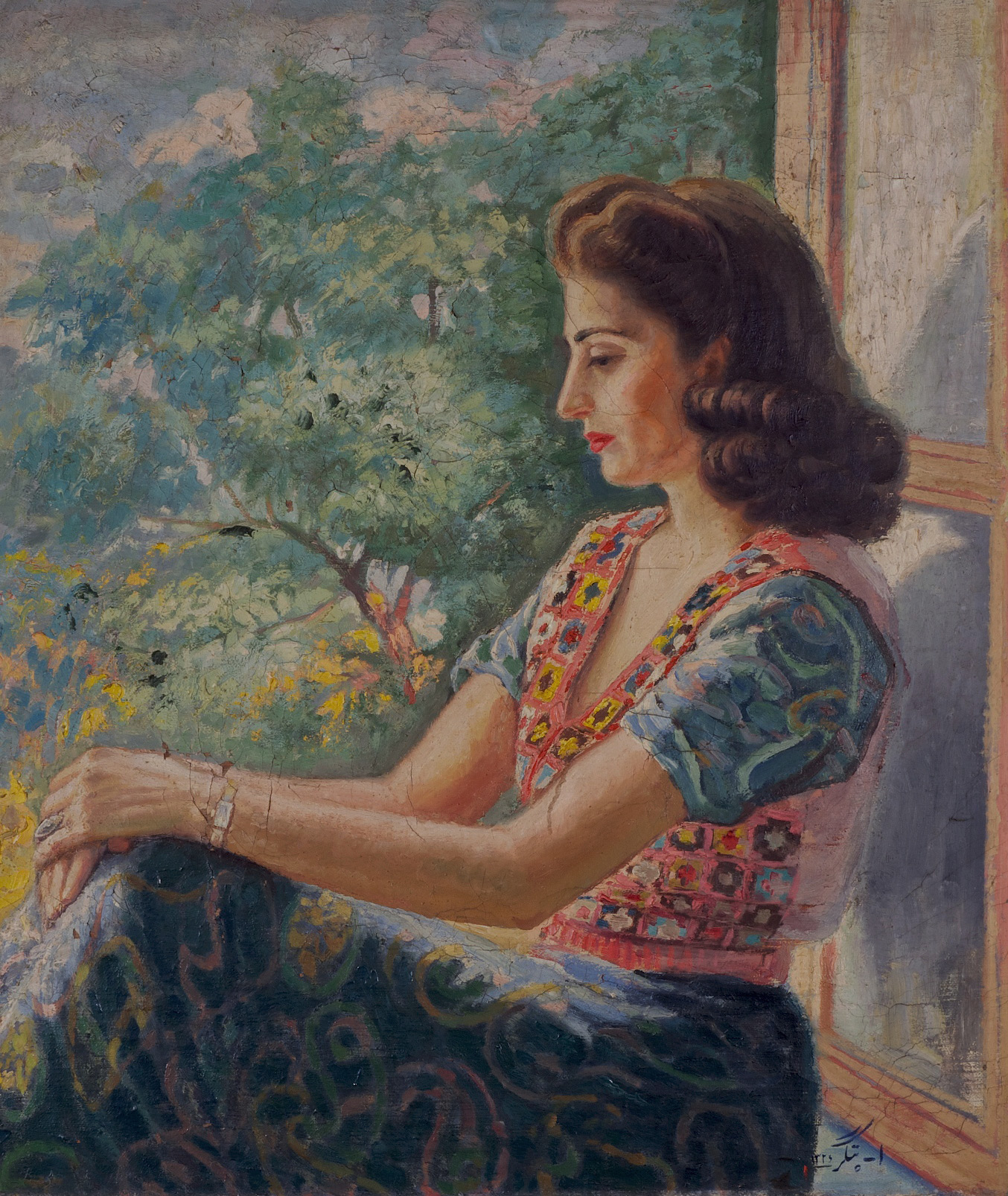 اصغر پتگر -   ۱۳۲۶- ایراندخت ستوده- همسر نقاش (رنگ و روغن، ۷۶*۸۹)